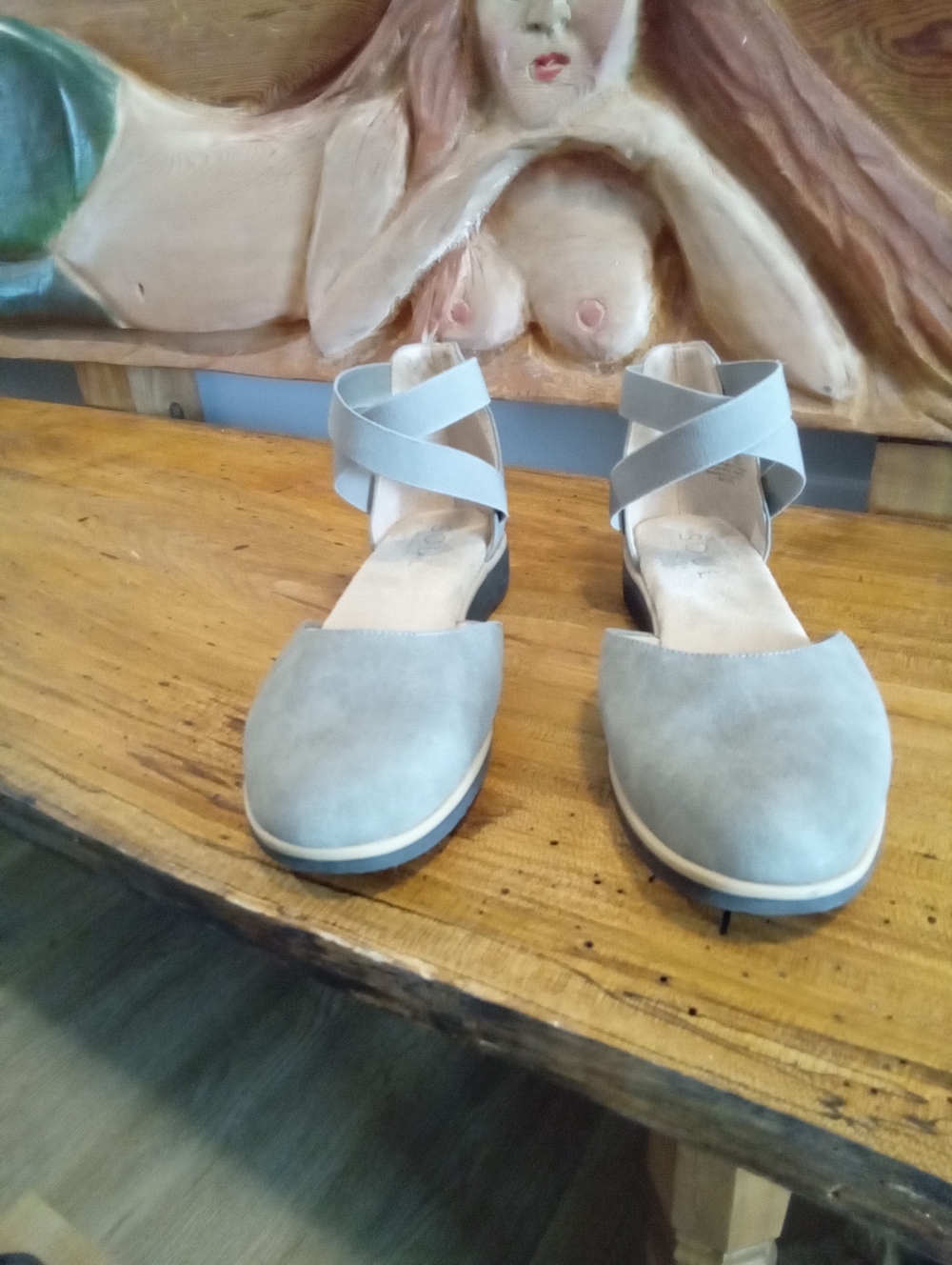 Soul Naturalizer Intro Flat Size 9W Light Gray Cross-Strap Flats